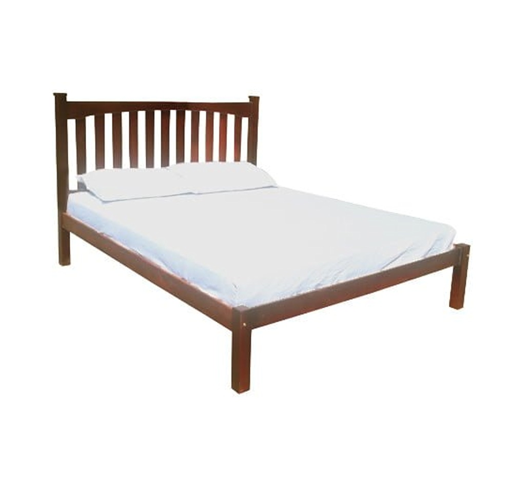 Pine queen XL bed Mahogany