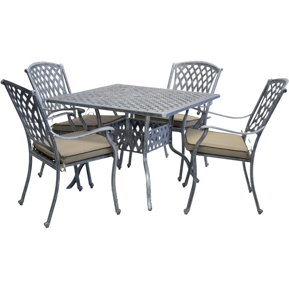 Aluminium Tuscan 4 Seater Dining Set Special with cushions