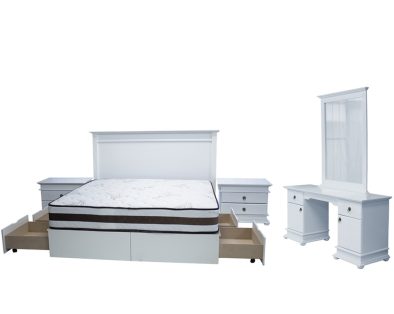 Grandeur 4 Piece King Bed Set Special Painted White (excl mattress)