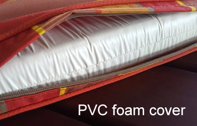 Patio cushion showing Pvc foam cover