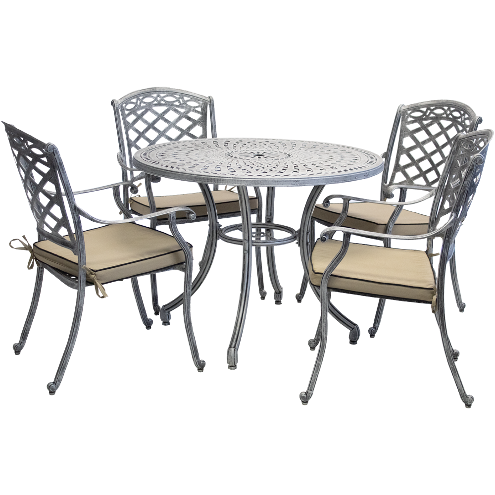 Aluminium Knight 4 Seater Dining Set Special with cushions