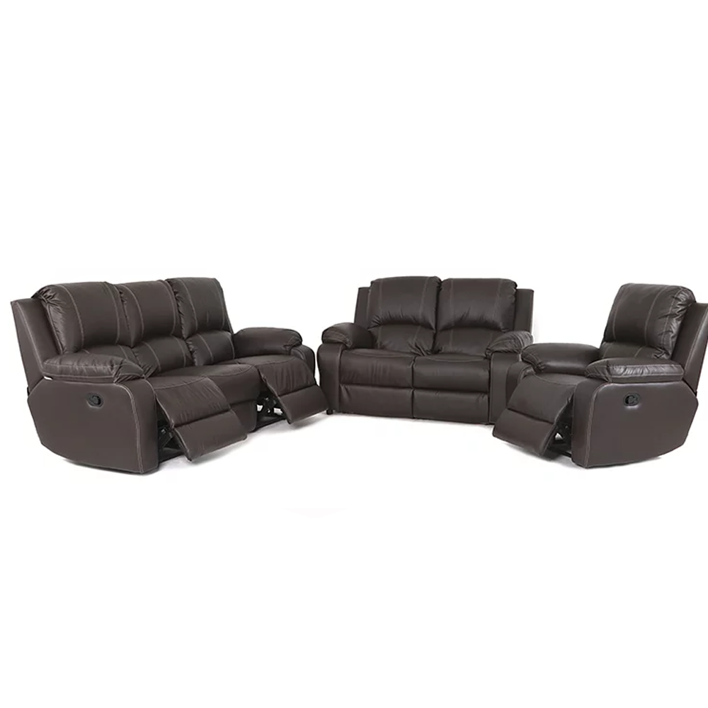 PREMIER 3 PIECE 3 ACTION RECLINER SET LEATHER BROWN