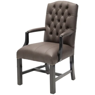 Empire office Armchair Button Genuine Leather D-Brown