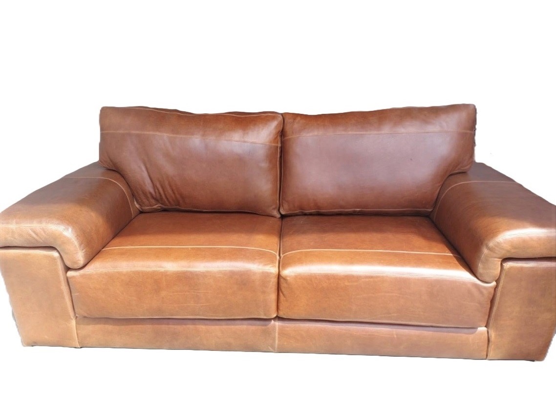 Life Comfort 2 Seater couch Genuine Exotic leather Chestnut - Image 2