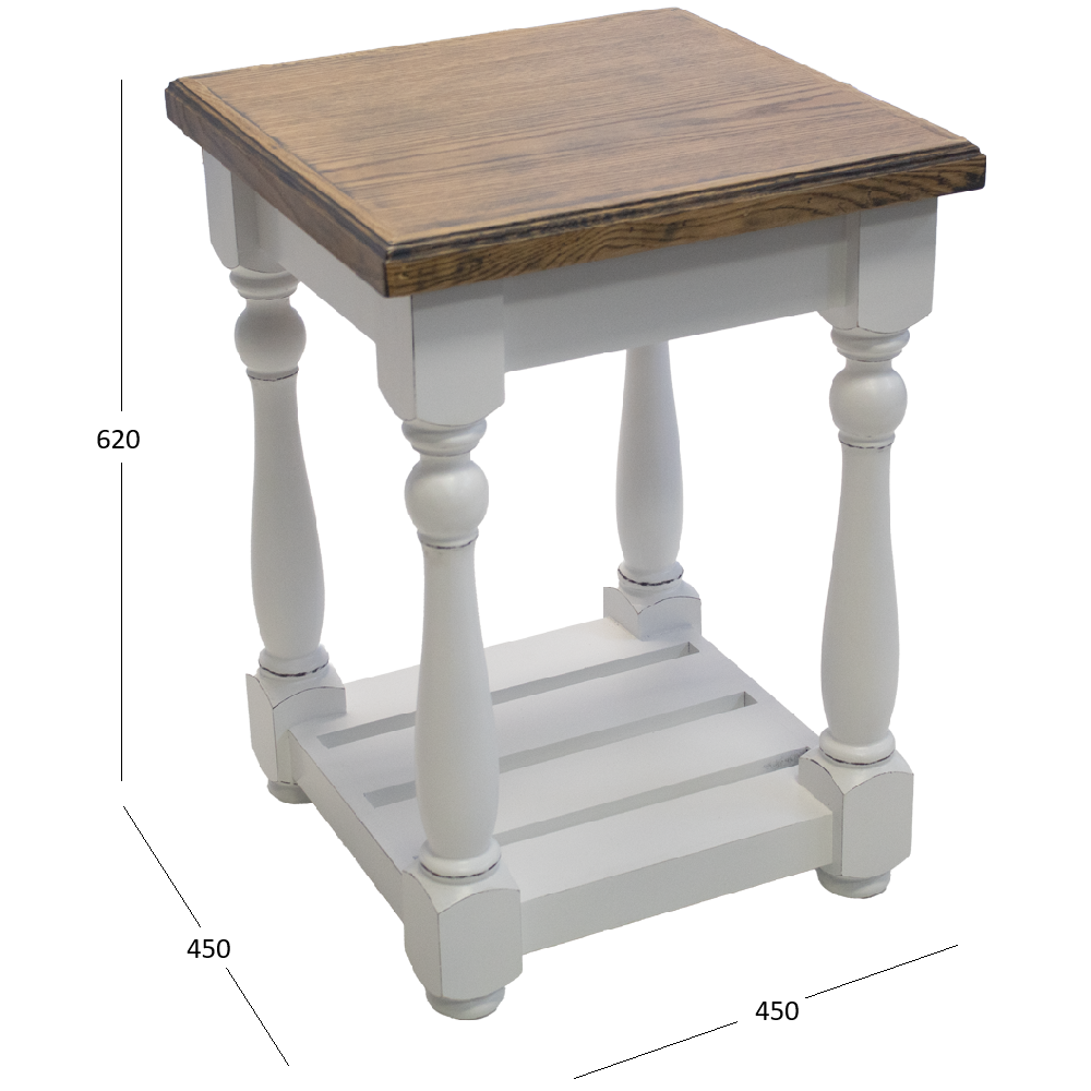 French Side Table (450x450) Oak Veneer Greywash - Image 2