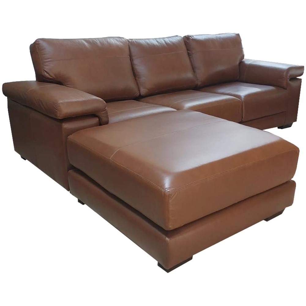 Living 3 seater with Ottoman Genuine Exotic leather Chestnut