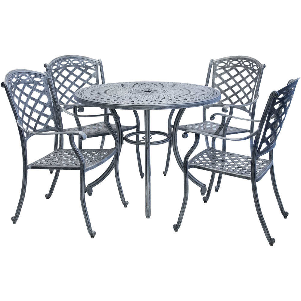 Aluminium Knight 4 Seater Dining Set Special 1000mm Round