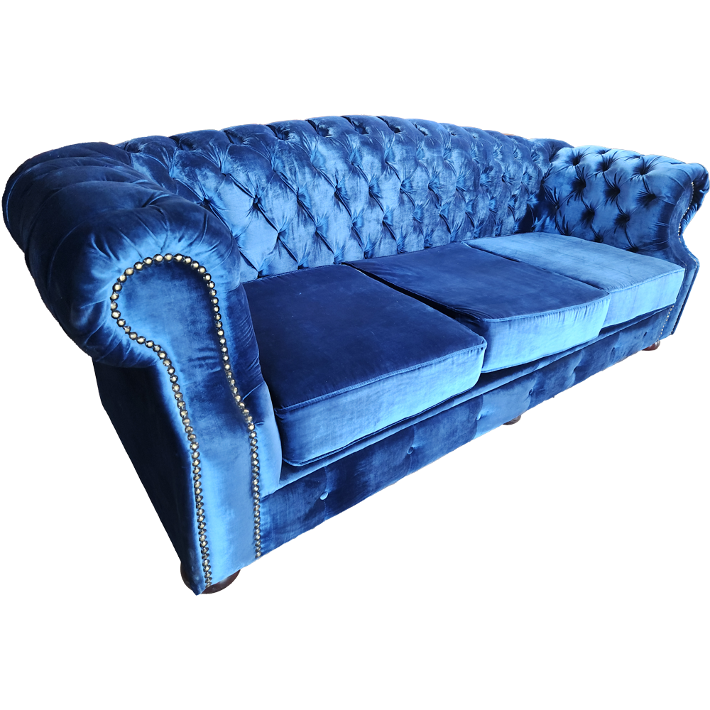 Chesterfield 3 seater Fabric Velvet Royal Blie