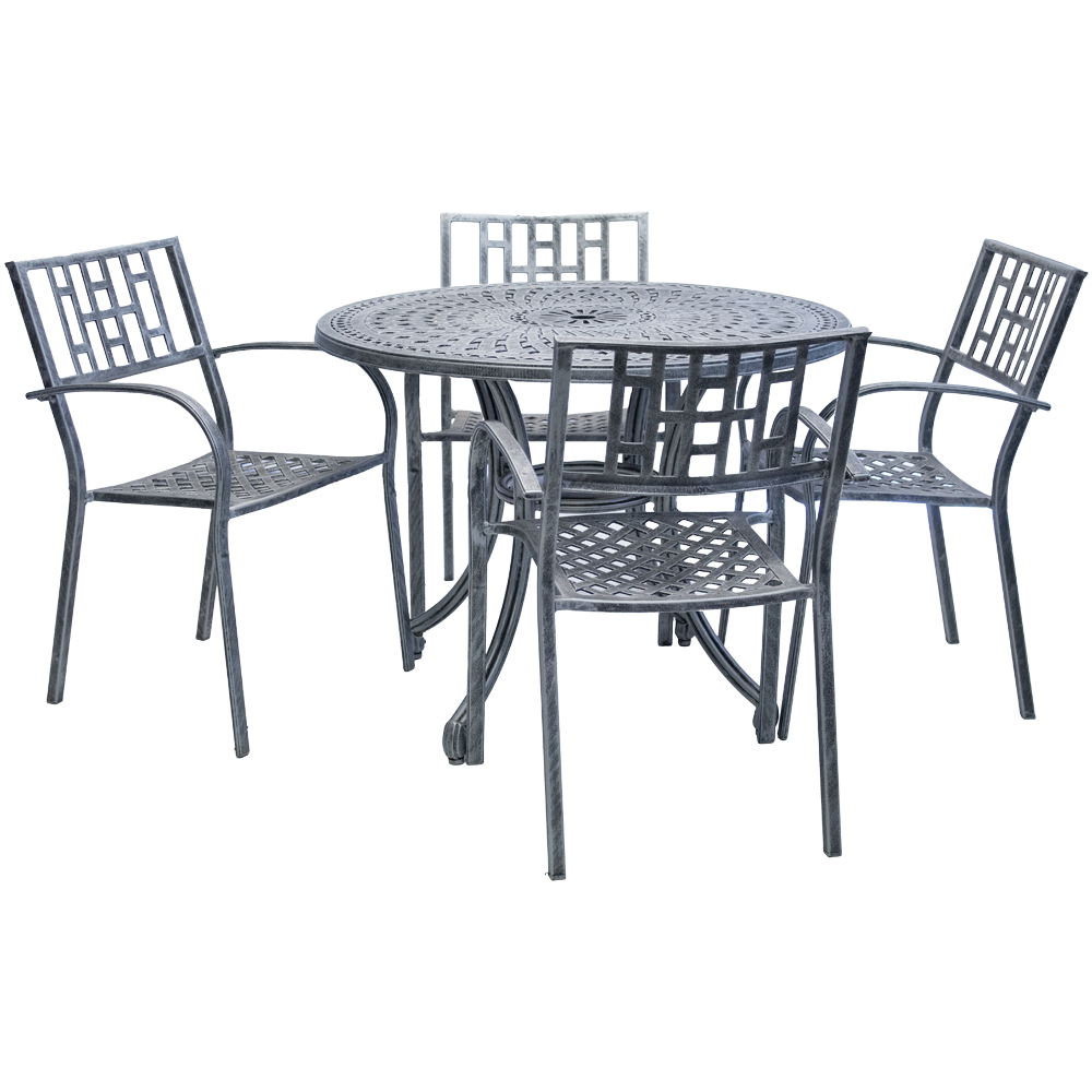 Aluminium Apollo 4 Seater Dining Set Special 1000mm Round