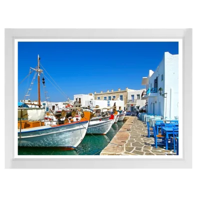 framed print of greek harbour