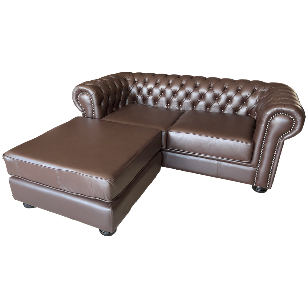 Chesfield 2 seater Universal Chaise Brown Leather