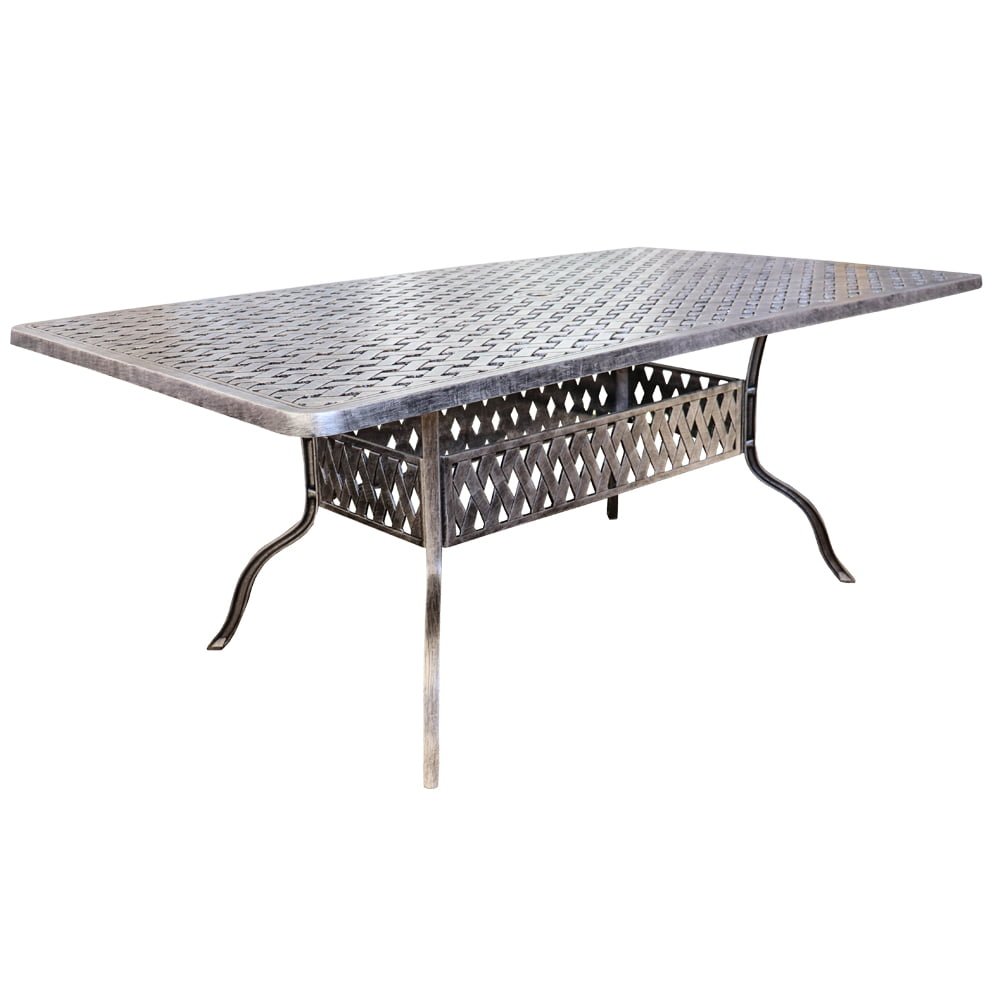 Classic 8 Seater aluminium table silver on Black