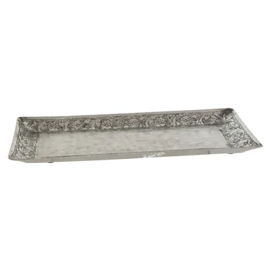 MOROCCAN RECT PLATE SILVER 40X20C