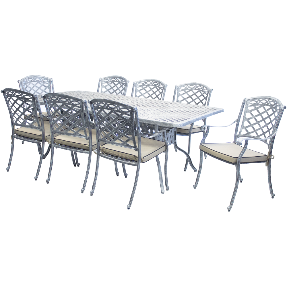 Aluminium Knight 8 Seater Dining Set Special with cushions