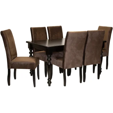 Solo French 7 Seater Dining Set - Brown