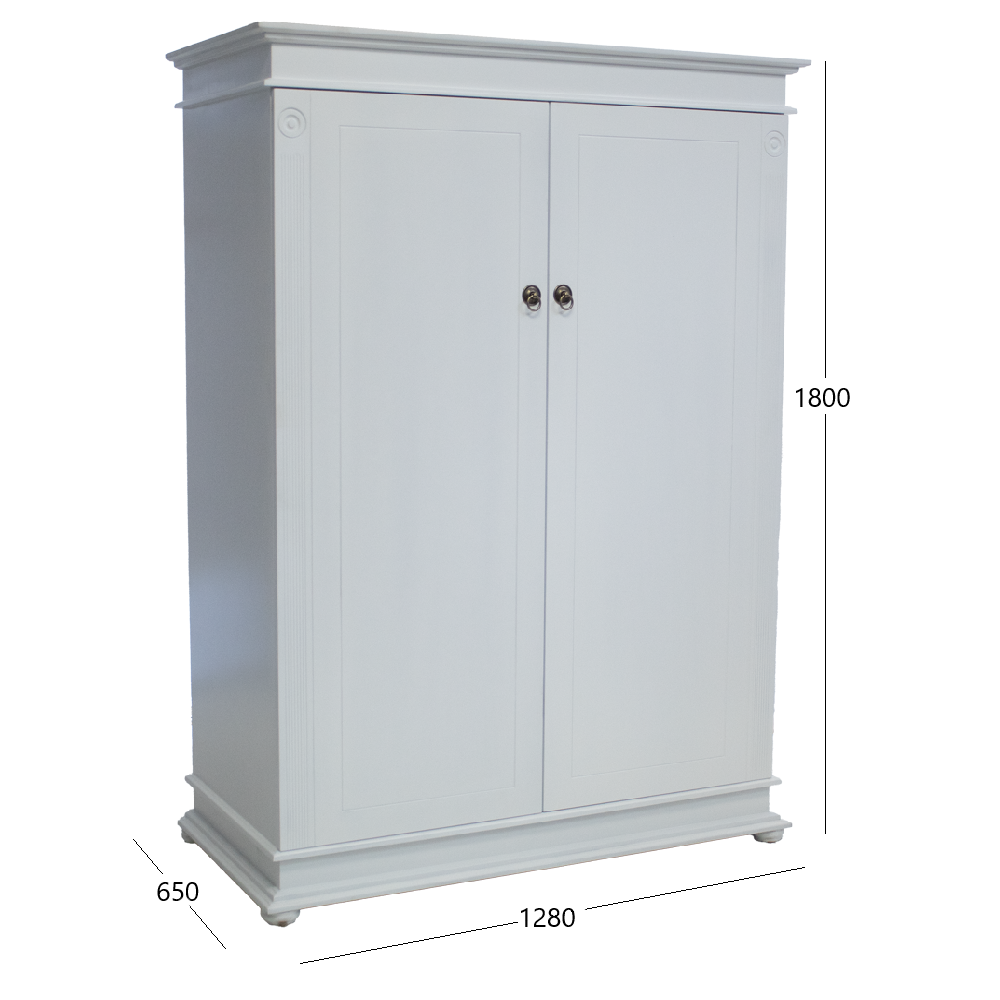 Grandeur Wardrobe Painted White with Dimensions