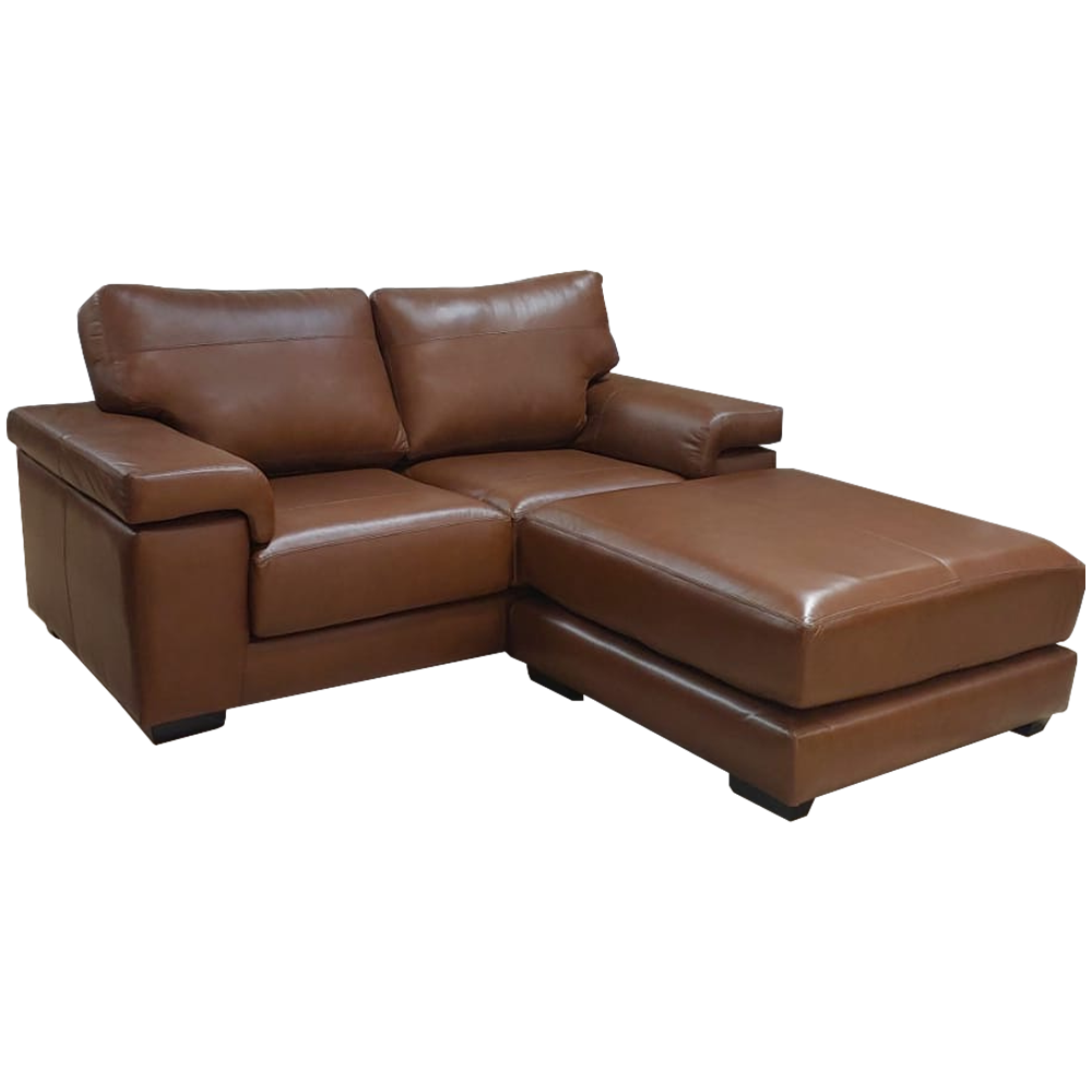 Living 2 seater with Ottoman Genuine Exotic leather Chestnut