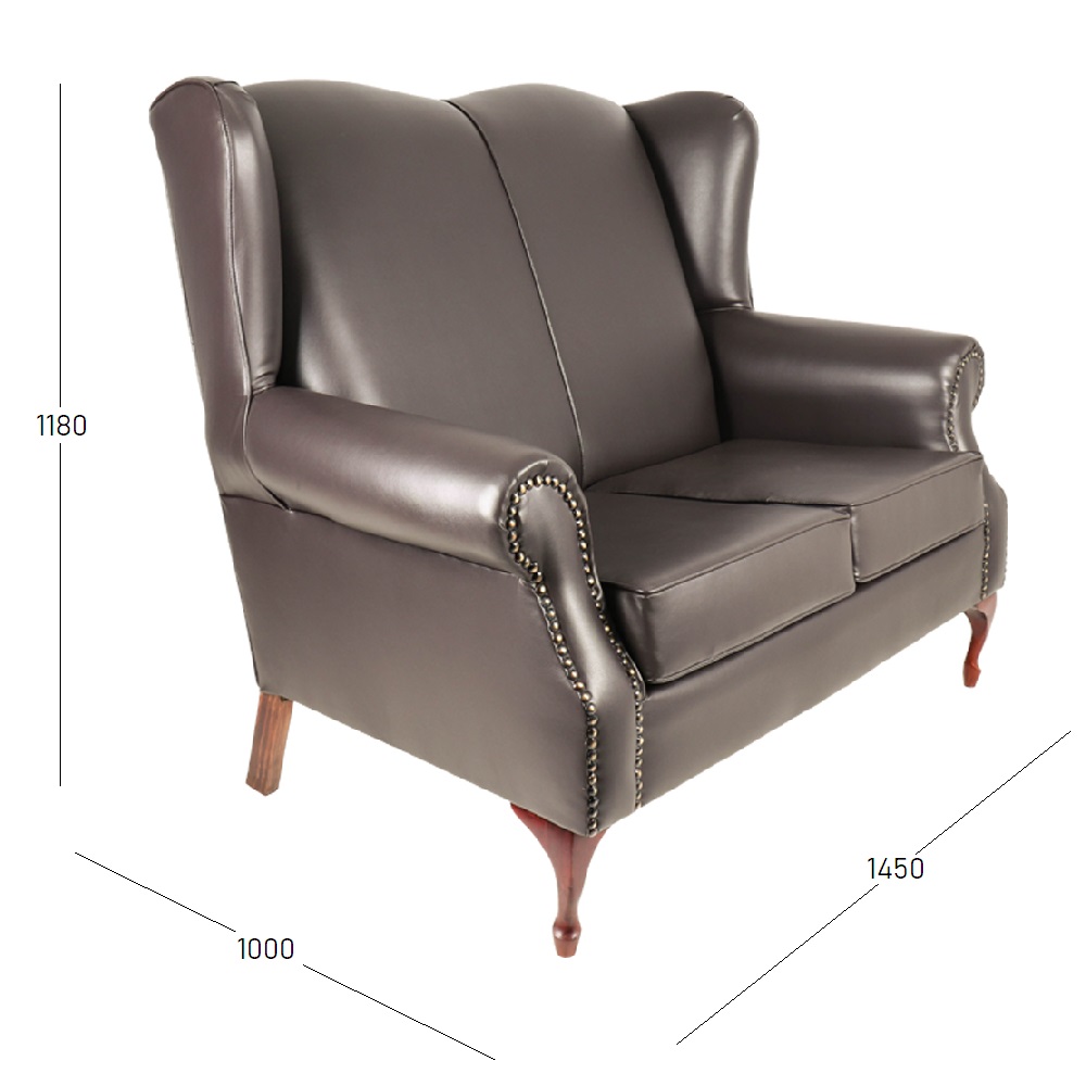 Classic Wingback 2 seater with dimensions