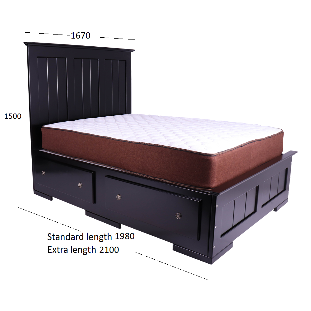 SAMOS BED QUEEN WITH DIMENSIONS