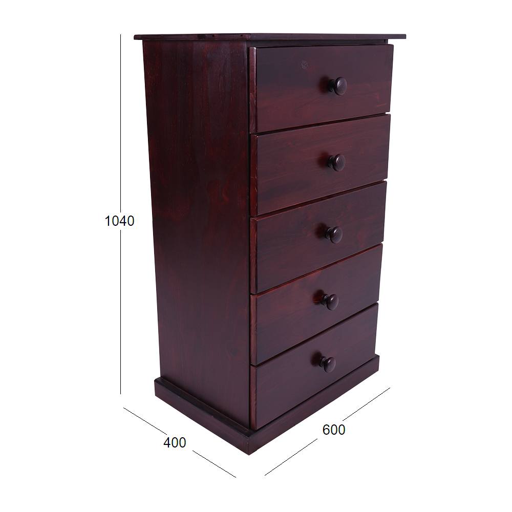 BUD CHEST 5 DRAWER WITH DIMENSIONS