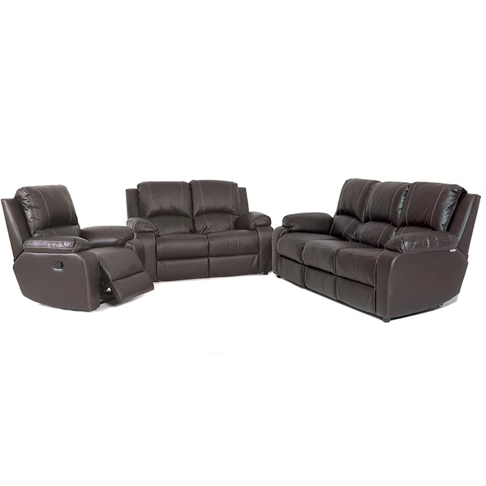 PREMIER 3 PIECE 1 ACTION RECLINER SET LEATHER BROWN