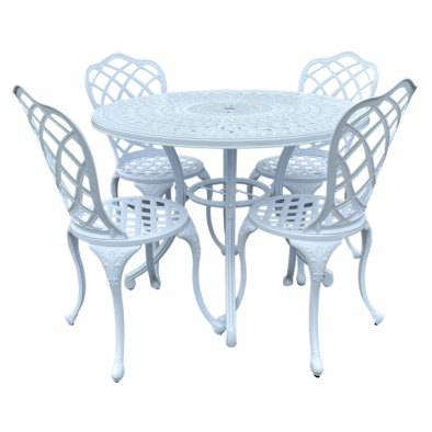 Aluminium Coral 4 Seater Dining Set - White