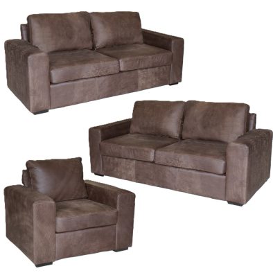 3 Piece Set Special (Mod 1 Seater and 2 Seater x 2) Exotic genuine genuine Full Leather W/Brown