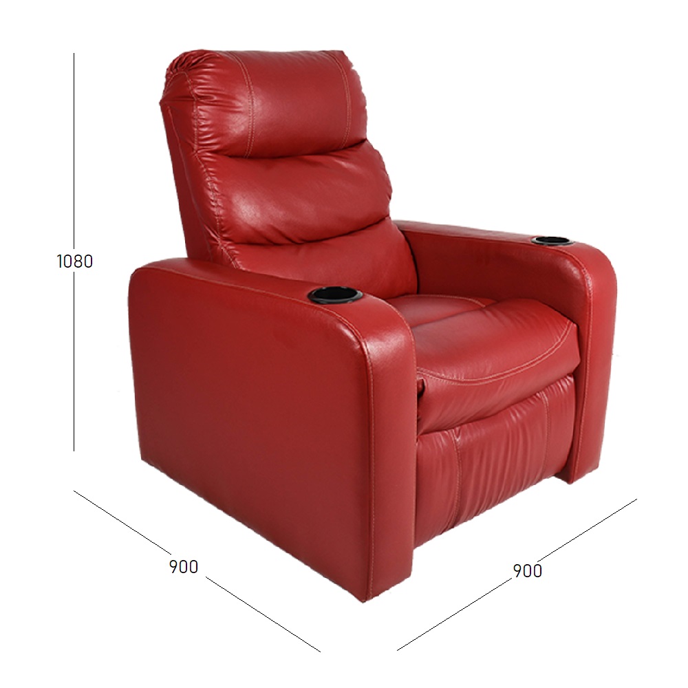 Theatre chair pu red with dimensions