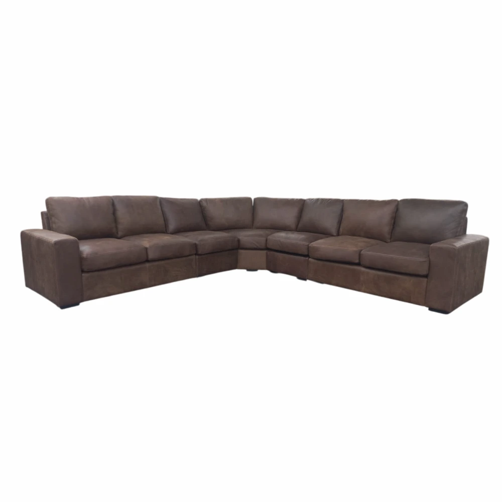 Mode 7 Seater Corner Couch - Exotic Genuine Full Leather W/Brown