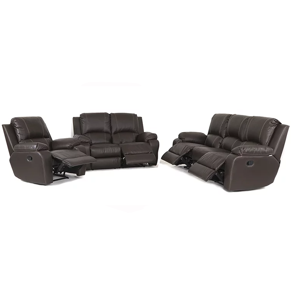 PREMIER 3 PIECE 5 ACTION RECLINER SET LEATHER BROWN