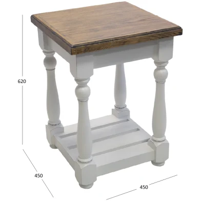 French Side Table Oak Veneer Greywash