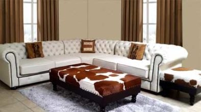 nguni brown and white ottoman