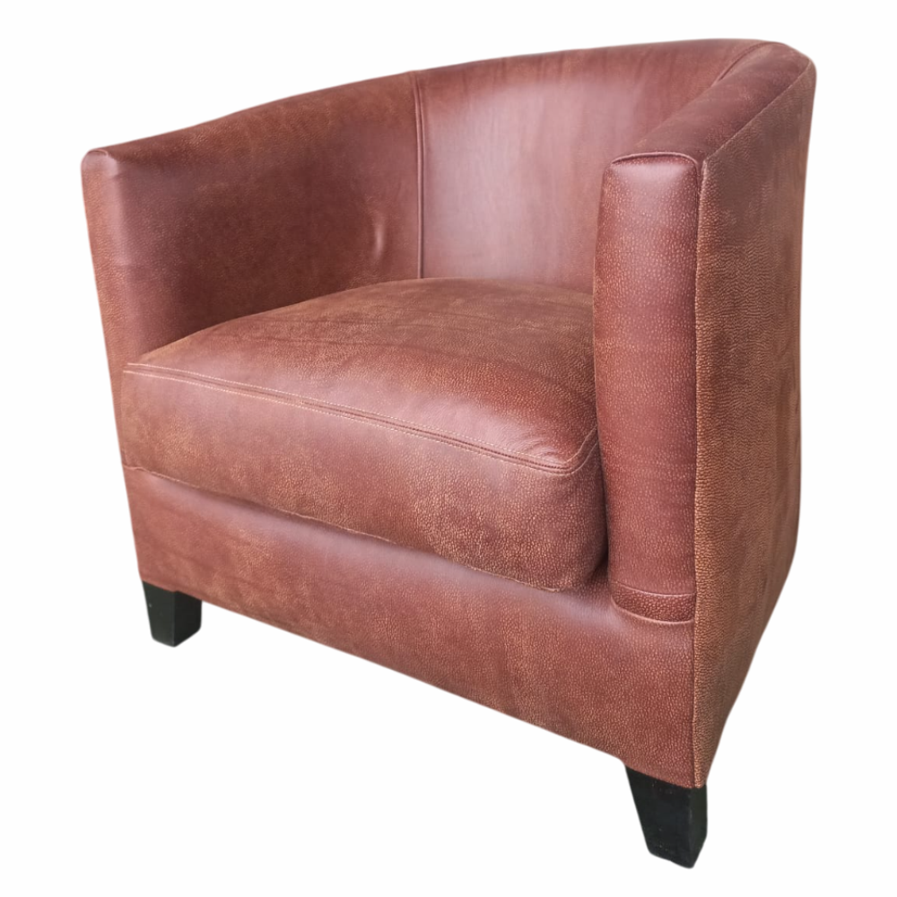Classica Tub Chair - Exotic Genuine Full Leather Brandy