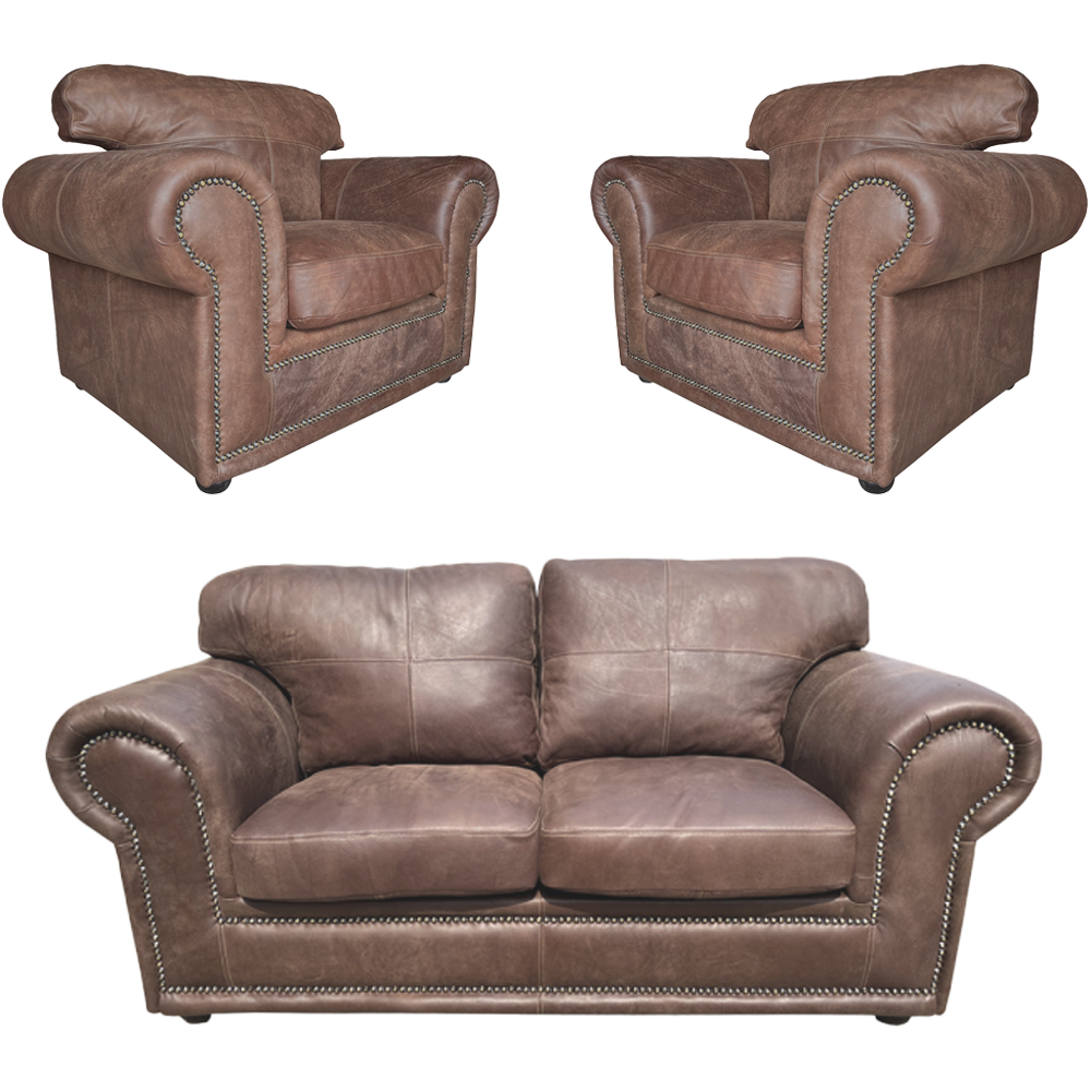 Afrikan 1+1+2 Seater Couch Set Exotic leather W-Brown