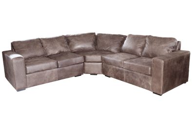 Genuine Full Leather Mod 5 Seater Corner Couch Special - Exotic W-Brown