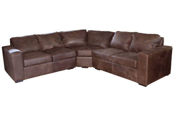 Genuine Full Leather Mod 5 Seater Corner Couch Special - Exotic W-Brown