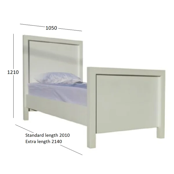 MOD BED SINGLE WITH DIMENSIONS