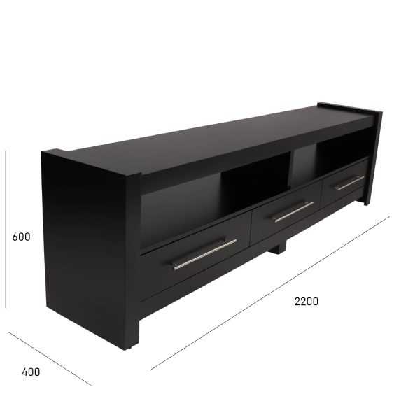 Mod plasma 3 drawer black with dimensions