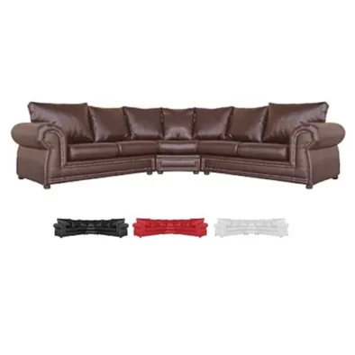 AFRIQUE XL 5 SEATER CORNER COUCH (SOLID) (VARIOUS LEATHERETTE OR LEATHER OPTIONS)