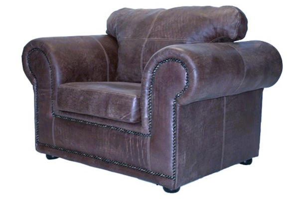 Genuine Full Leather Afrika Armchair - Exotic W-Brown