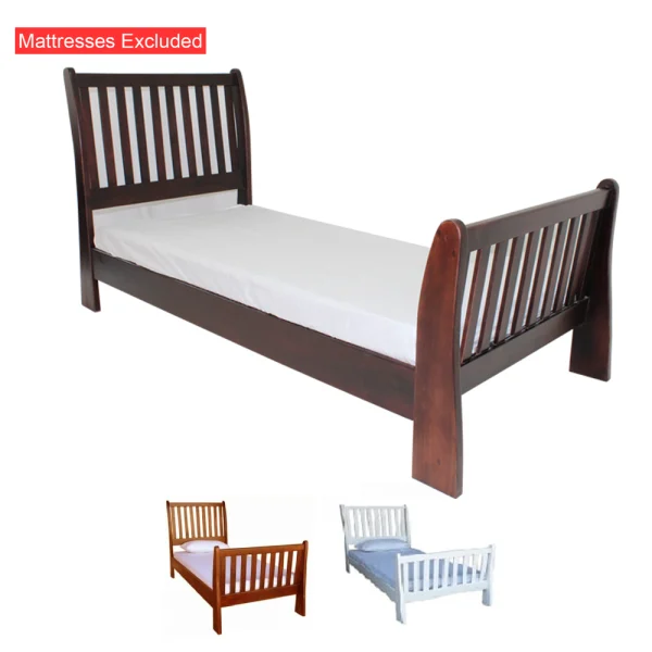 Bud sleigh bed single various colours