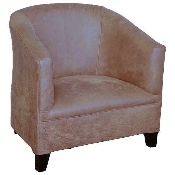 Classic Tub Chair -Exotic genuine Full Leather W/Spice