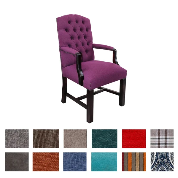 EMPIRE BUTTON ARMCHAIR FABRIC WITH SWATCHES
