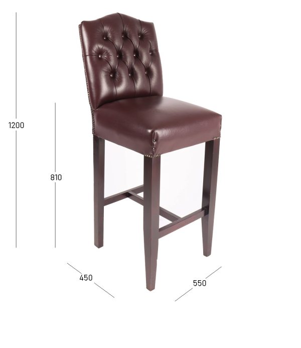 Empire bar chair with dimensions.