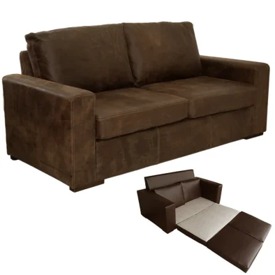 MOD SLEEPER COUCH EXOTIC FULL LEATHER W/BROWN