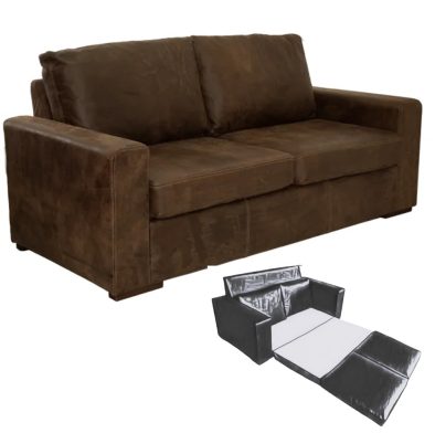 MOD SLEEPER COUCH -EXOTIC genuine FULL LEATHER W/BROWN