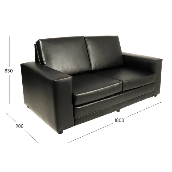 Mod sleeper couch bonded black front 45 with dimensions