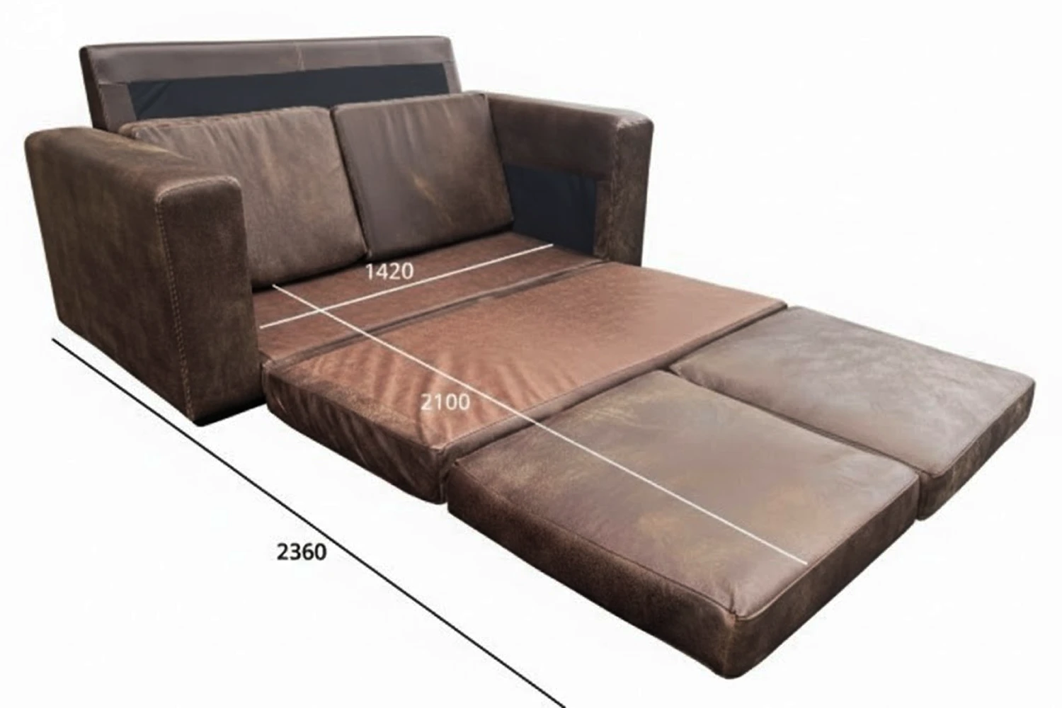 Mod Genuine Full Leather Sleeper Couch (Exotic Brown) - Image 8