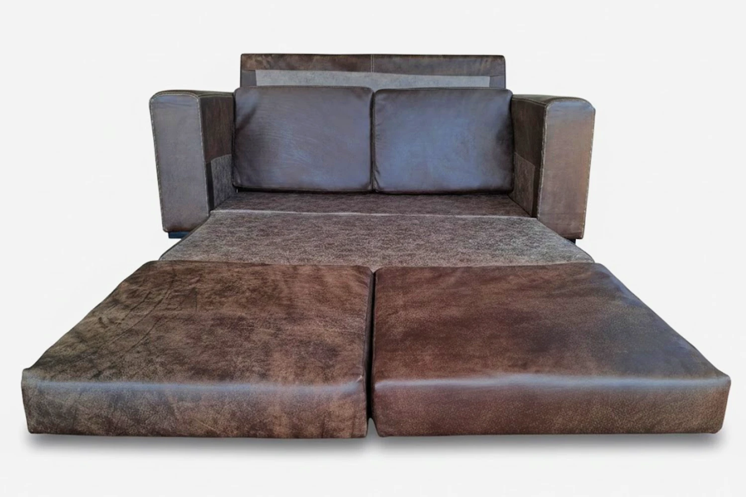 Mod Genuine Full Leather Sleeper Couch (Exotic Brown)