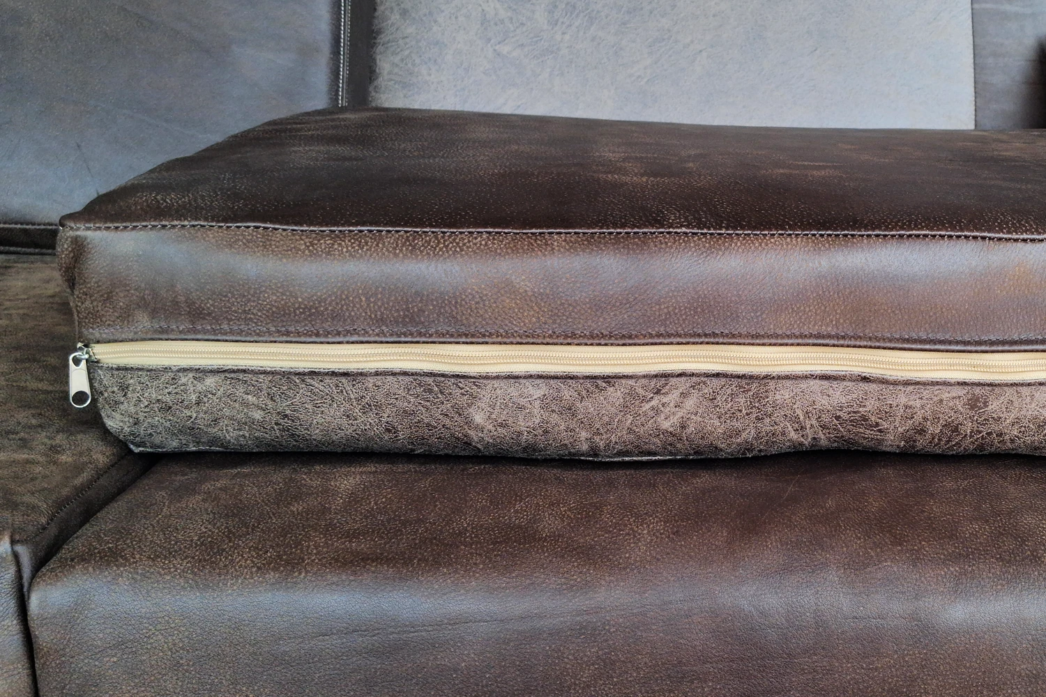 Mod Genuine Full Leather Sleeper Couch cushion (Exotic Brown)